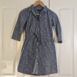 Tommy Hilfiger Women's Dress Size S Denim/Chambray Polka Dot Tie Preppy Chic